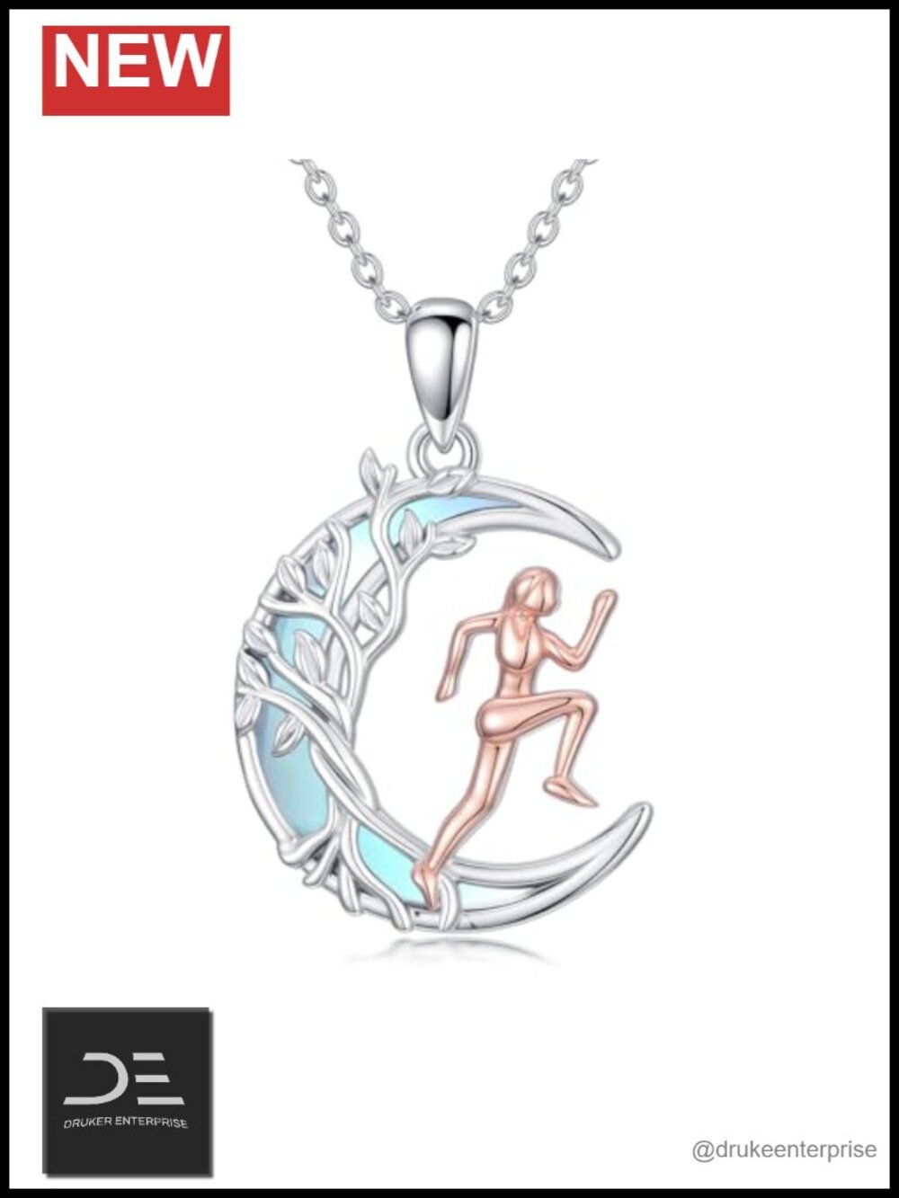 925 Sterling Silver Runner Necklace Sports Pendant Jewelry Gift for Women Girls
